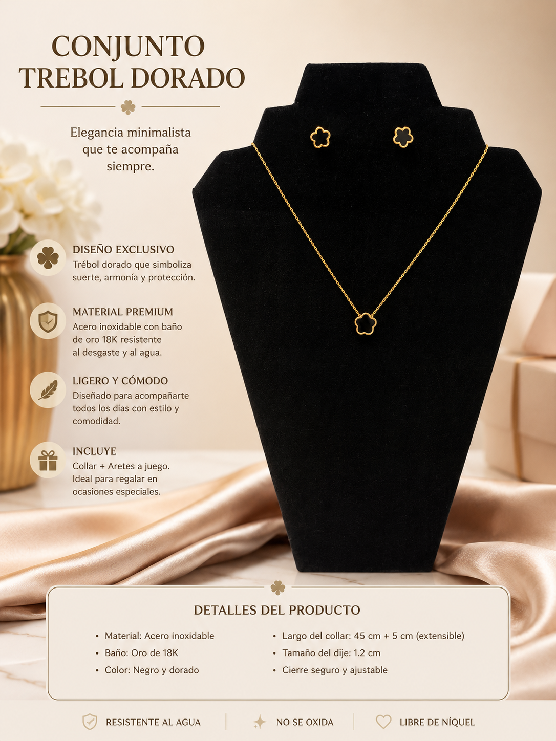 Conjunto trébol dorado