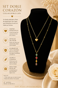 Set Doble Corazón Collar Doble Capa