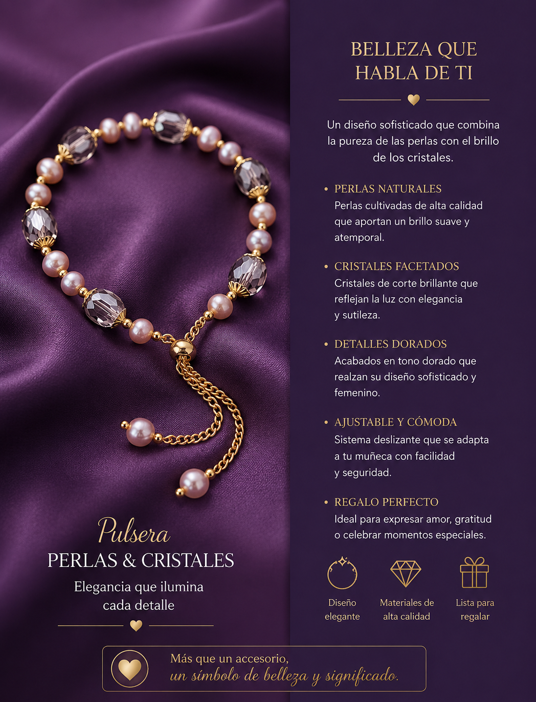 Pulsera Perlas y Cristal